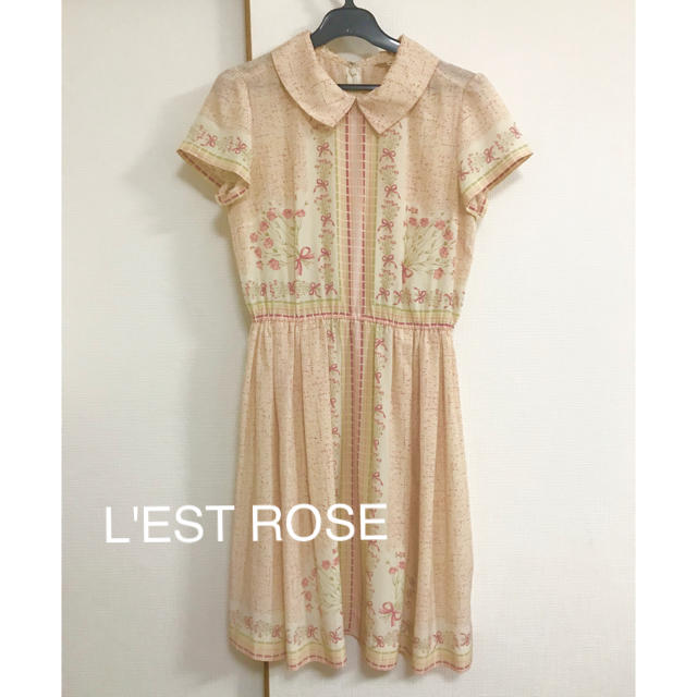 L'EST ROSE(レストローズ)の【美品】L'EST ROSE 花柄 ワンピース 膝丈 上品 レディースのワンピース(ひざ丈ワンピース)の商品写真