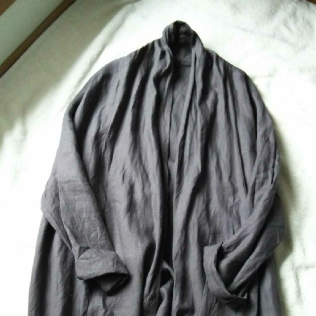 ハンドメイド リネンローブジャケット レディースのジャケット/アウター(ロングコート)の商品写真
