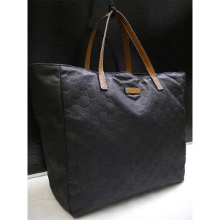 グッチ(Gucci)の12万◆GUCCIグッチ GG型押 A4対応 男女可 トートハンド バッグ 黒茶(トートバッグ)