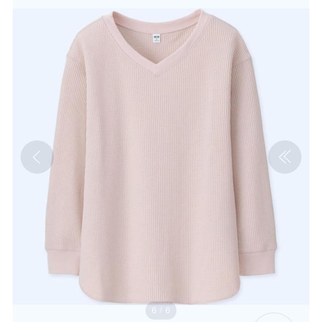 UNIQLO(ユニクロ)の新品ワッフルVネックTシャツ＊送料込 レディースのトップス(Tシャツ(長袖/七分))の商品写真