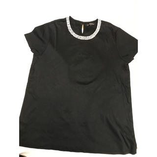 ニジュウサンク(23区)の23区 ネックラインにデザインのある黒カットソーTシャツ40(Tシャツ(半袖/袖なし))