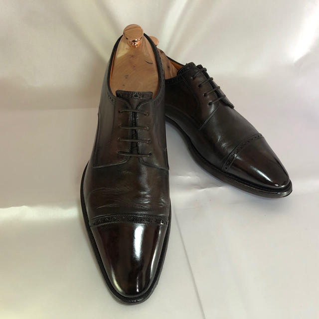 Santoni（サントーニ）ストレートチップ 　7.5　濃茶（ダークブラウン）７．５アウトソールサイズ