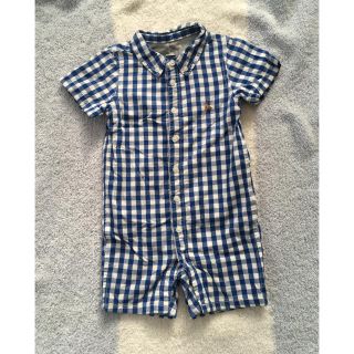 ベビーギャップ(babyGAP)のbabyGap シャツロンパース 80 ブルー系ギンガムチェック(ロンパース)