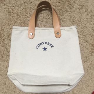 コンバース(CONVERSE)のCONVERSEキャンパスレザートートバッグ美品(トートバッグ)