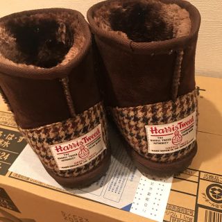 ハリスツイードムートンブーツしまむらコラボ茶色ブラウン(ブーツ)