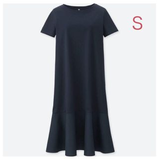 ユニクロ(UNIQLO)のユニクロ マーセライズ コンビネーション ワンピース Sサイズ／ネイビー 新品！(ひざ丈ワンピース)