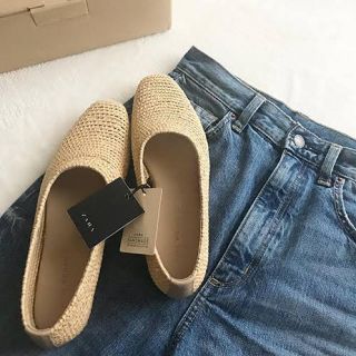 ザラ(ZARA)の新品 ZARA ザラ ラフィア フラットシューズ バレエシューズ 春夏 36(バレエシューズ)