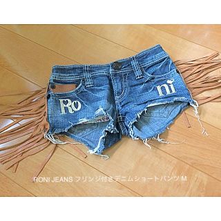 ロニィ(RONI)のRONI JEANS デニムショートパンツ フリンジ取り外し可 M(パンツ/スパッツ)