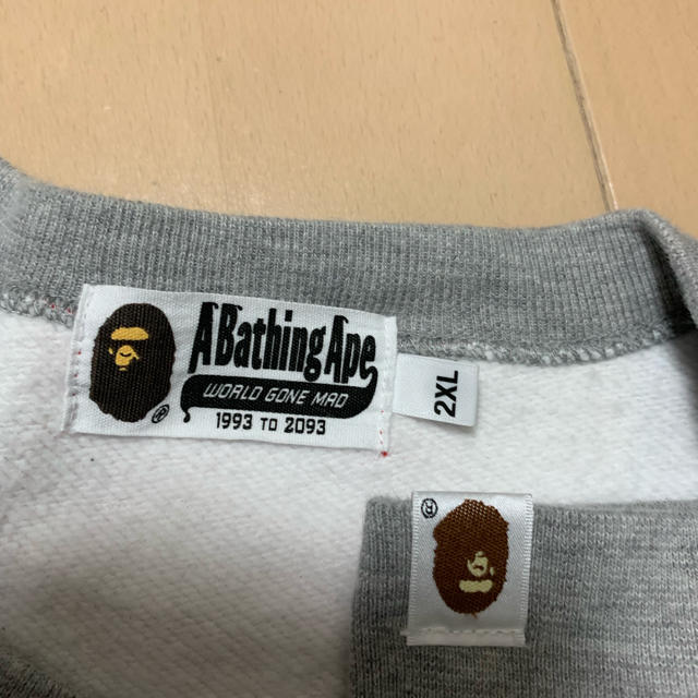 A BATHING APE(アベイシングエイプ)の激レア2XLサイズ美品！ BAPEユニオンジャック猿スウェット灰 メンズのトップス(スウェット)の商品写真