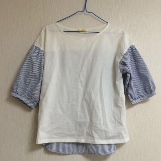 ダブルクローゼット(w closet)のw closet 袖ストライプ トップス(カットソー(半袖/袖なし))