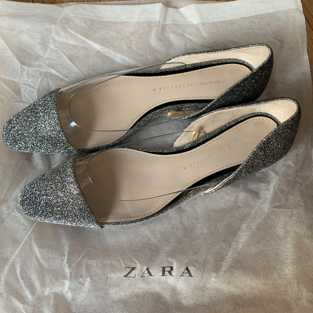 ZARA(ザラ)のzara クリア ラメ フラットシューズ レディースの靴/シューズ(バレエシューズ)の商品写真