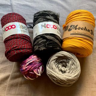 Tシャツヤーン ズパゲッティ  Mocha yarn まとめ5点セット(生地/糸)