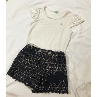 トッカ(TOCCA)のTOCCAトッカ140上下 刺繍パンツ&お袖たっぷりリボンTシャツ(パンツ/スパッツ)