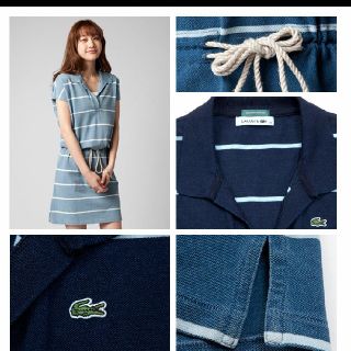 ラコステ(LACOSTE)の【美品】LACOSTE ボーダーワンピース(ひざ丈ワンピース)