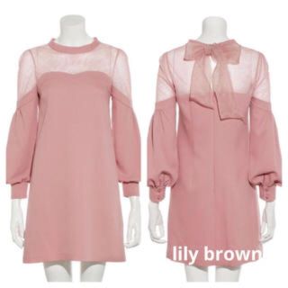 リリーブラウン(Lily Brown)のバックリボンチュールワンピース👗💓(ひざ丈ワンピース)