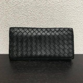 ボッテガヴェネタ(Bottega Veneta)のボッテガヴェネタ　長札入れ　イントレチャート　黒　レザー(長財布)