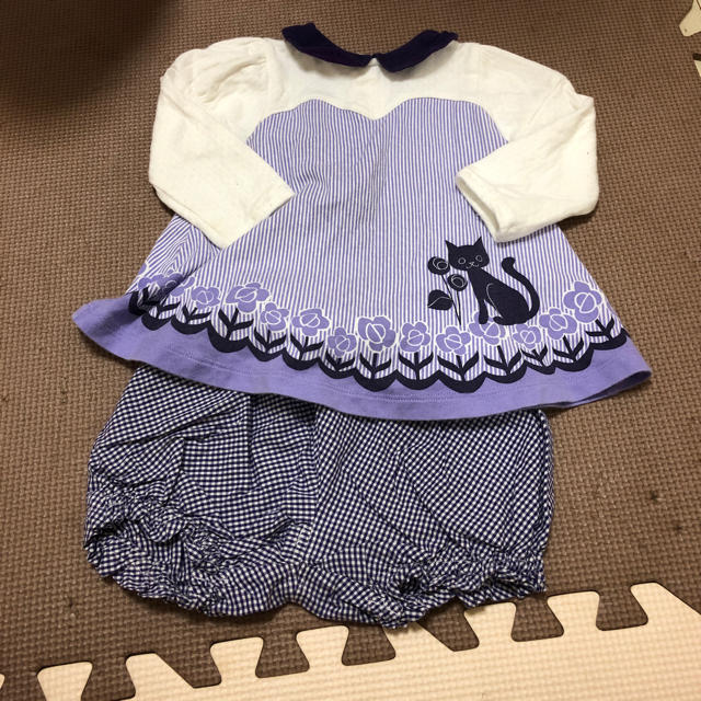 ANNA SUI mini(アナスイミニ)のアナスイミニ長袖紫セットアップ キッズ/ベビー/マタニティのベビー服(~85cm)(シャツ/カットソー)の商品写真