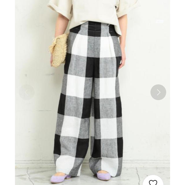BEAUTY&YOUTH UNITED ARROWS - BEAUTY&YOUTH リネン ソリッド＆チェックワイドパンツ