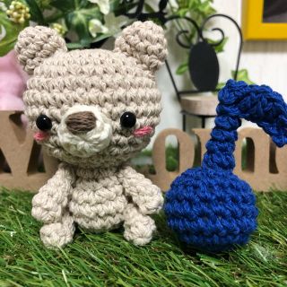 ハンドメイド おすわりくまちゃん ☆ミニ ベージュ(あみぐるみ)