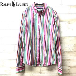 ラルフローレン(Ralph Lauren)の【Ralph Lauren】シャツ(L)ストライプシャツ ピンク  白レディース(シャツ/ブラウス(長袖/七分))