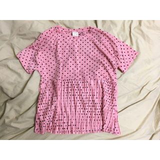 ザラキッズ(ZARA KIDS)のzara kids 164 cmサイズ｜ピンクドットプリーツTシャツ(Tシャツ(半袖/袖なし))