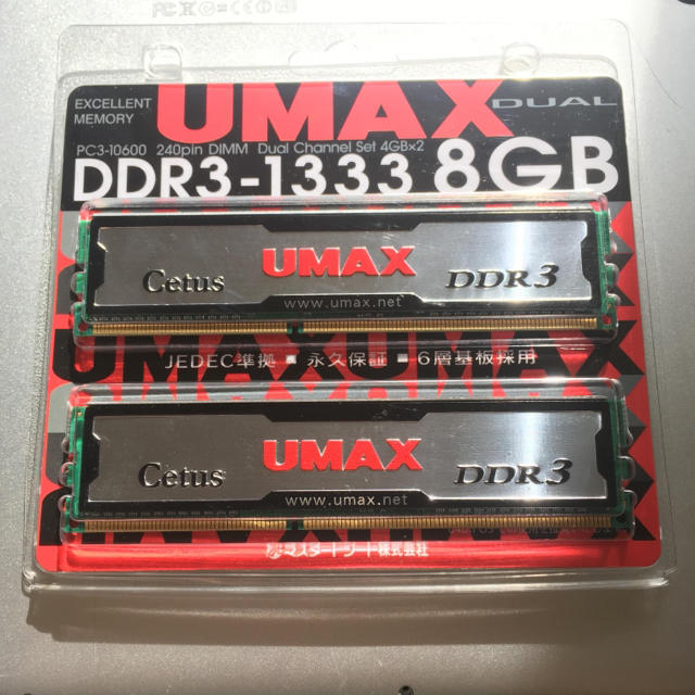 新品UMAX Cetus DDR3 8GB 1333 (4GB×2)