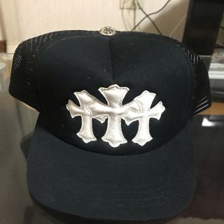 クロムハーツ(Chrome Hearts)のクロムハーツ レザー3セメタリー ホワイトクロス(キャップ)