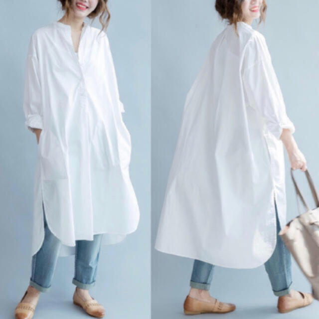 NATURAL BEAUTY BASIC(ナチュラルビューティーベーシック)のロングシャツ 再入荷！ ワンピース シャツワンピ シャツワンピース シャツ  レディースのワンピース(ロングワンピース/マキシワンピース)の商品写真