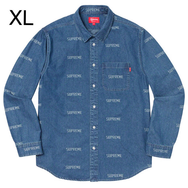 シャツsupreme logo denim shirt XL blue