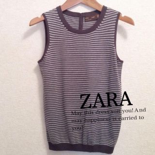 ザラ(ZARA)のザラニットベストボーダー★グレー★(ベスト/ジレ)