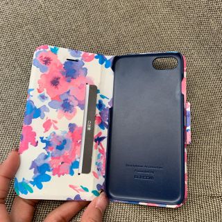 フランフラン(Francfranc)の【新品】フランフラン iPhone用 ケース ブック型 ネイビー 花柄(iPhoneケース)