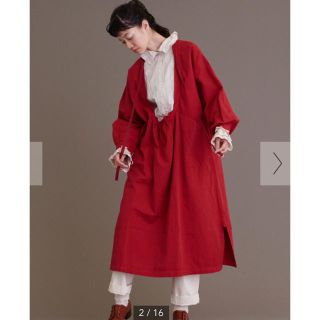 シャンブルドゥシャーム ムラ染め風リネン フレアシャツワンピース 今季