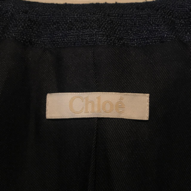 Chloe(クロエ)のクロエ Chloe ネイビー ノーカラー ジャケット コート レディースのジャケット/アウター(ノーカラージャケット)の商品写真