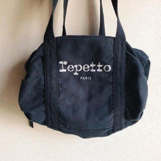 レペット(repetto)のrepetto レペット キャンバス地 バッグ チャック付き ブラック 黒(トートバッグ)