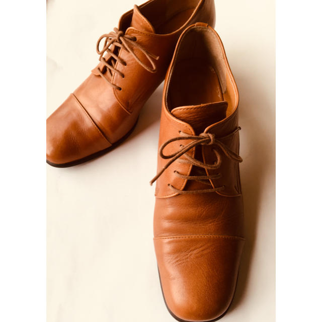 ing ing/紐革靴/キャメル/24.5cm/ヒール6cmの通販 by アプリコット's shop｜イングならラクマ