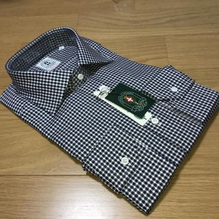 スーツカンパニー(THE SUIT COMPANY)のスーツカンパニー長袖ドレスシャツL41-86カッタウェイ ギンガムチェック 紺(シャツ)