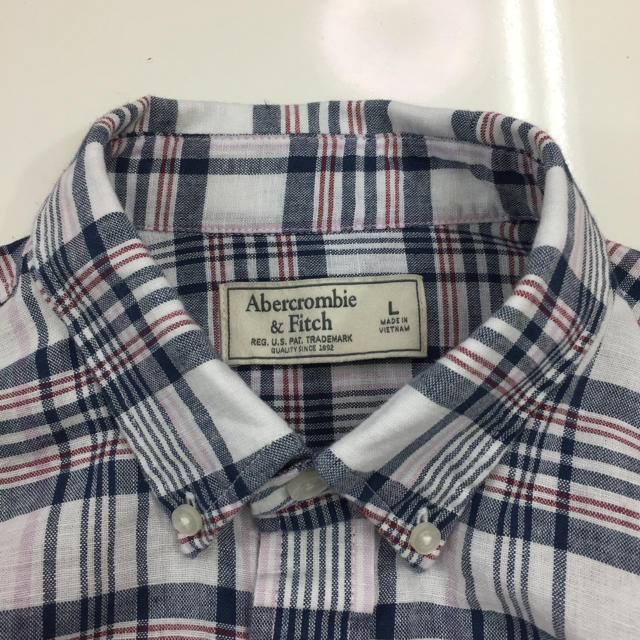 Abercrombie&Fitch(アバクロンビーアンドフィッチ)の美品！Abercrombie&Fitch リネン/コットン チェックシャツ(L) メンズのトップス(シャツ)の商品写真