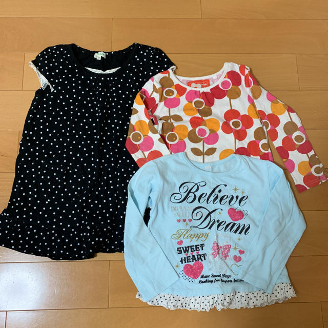 3can4on(サンカンシオン)のワンピース ロンT  110cm 3点セット キッズ/ベビー/マタニティのキッズ服女の子用(90cm~)(Tシャツ/カットソー)の商品写真