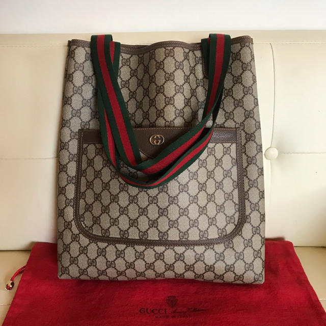 極 美品 GUCCI オールド グッチ シェリーライン トート バッグ 綺麗