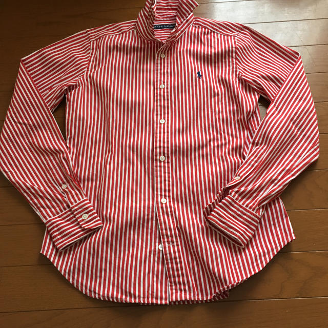 Ralph Lauren(ラルフローレン)のラルフローレン ストライプシャツ 赤 レッド 9号 美品 レディースのトップス(シャツ/ブラウス(長袖/七分))の商品写真