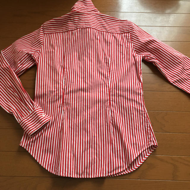 Ralph Lauren(ラルフローレン)のラルフローレン ストライプシャツ 赤 レッド 9号 美品 レディースのトップス(シャツ/ブラウス(長袖/七分))の商品写真