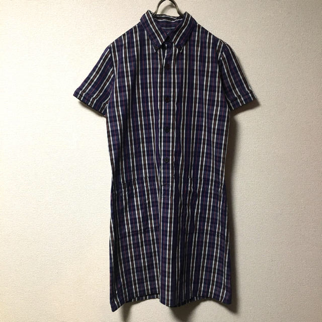 A.P.C(アーペーセー)の【美品】A.P.C 紫 チェックシャツワンピース レディースのワンピース(ミニワンピース)の商品写真