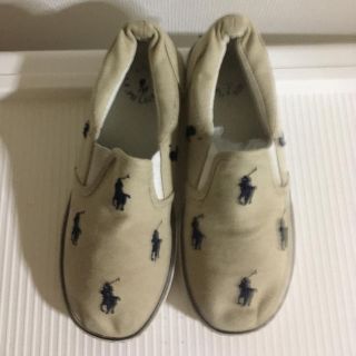 ポロラルフローレン(POLO RALPH LAUREN)の男の子19.5　本物ラルフローレンのベージュ系ポニーの靴　スリッポン風  (スニーカー)