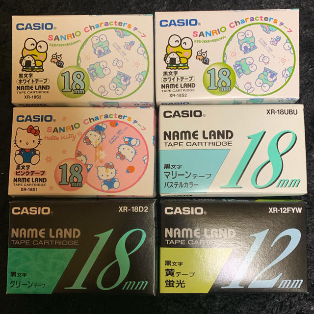 CASIO(カシオ)の☆CASIO☆ NAME LAND カードリッチ 18mm12mm✨6本set✨ インテリア/住まい/日用品の文房具(テープ/マスキングテープ)の商品写真