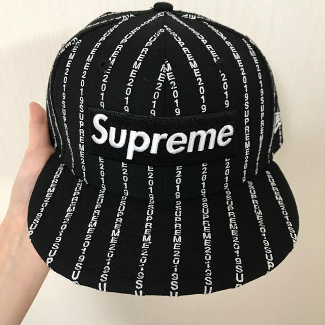 supreme textstripe new eraキャップ