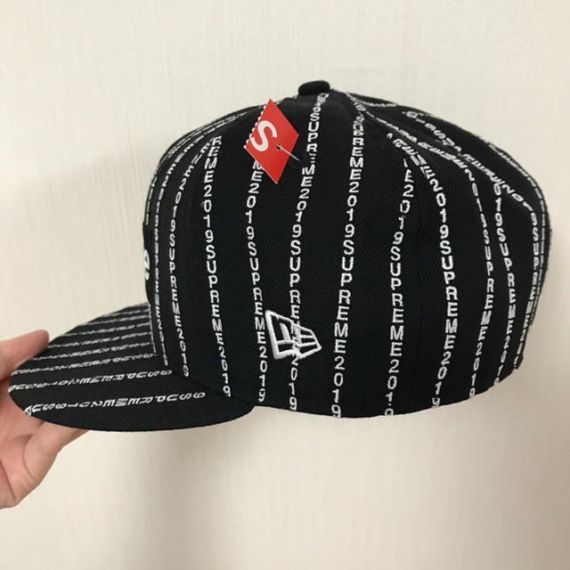 supreme textstripe new eraキャップ