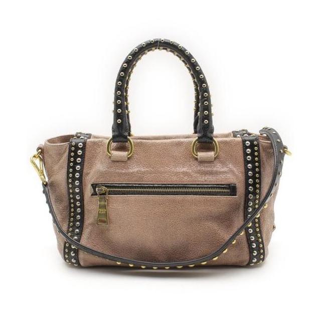 PRADAプラダスタッズクラックレザー皮革2WAYショルダーハンドバッグ