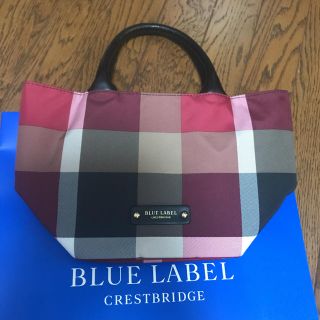 バーバリーブルーレーベル(BURBERRY BLUE LABEL)のブルーレーベル  ミニトート クレストブリッジ柄 ナイロン製 美品(トートバッグ)