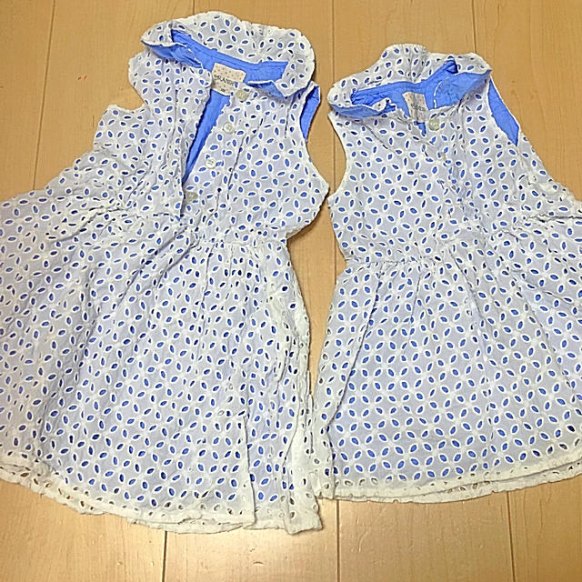 Branshes(ブランシェス)のお値下げ！ブランシェス  姉妹ワンピース✴︎ 100cm & 80cm キッズ/ベビー/マタニティのベビー服(~85cm)(ワンピース)の商品写真