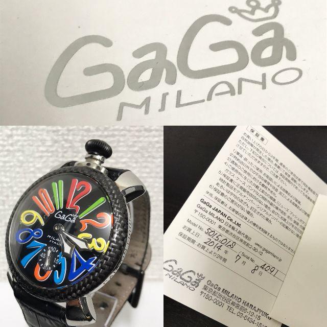 GaGa MILANO(ガガミラノ)のガガミラノ　腕時計　カーボンベゼル　手巻き　お得！ メンズの時計(腕時計(アナログ))の商品写真